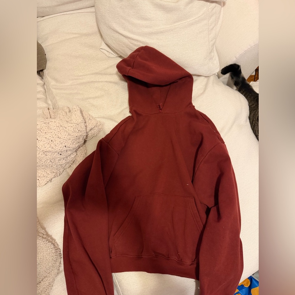 Skims Maroon Cotton fleece classic hoodie